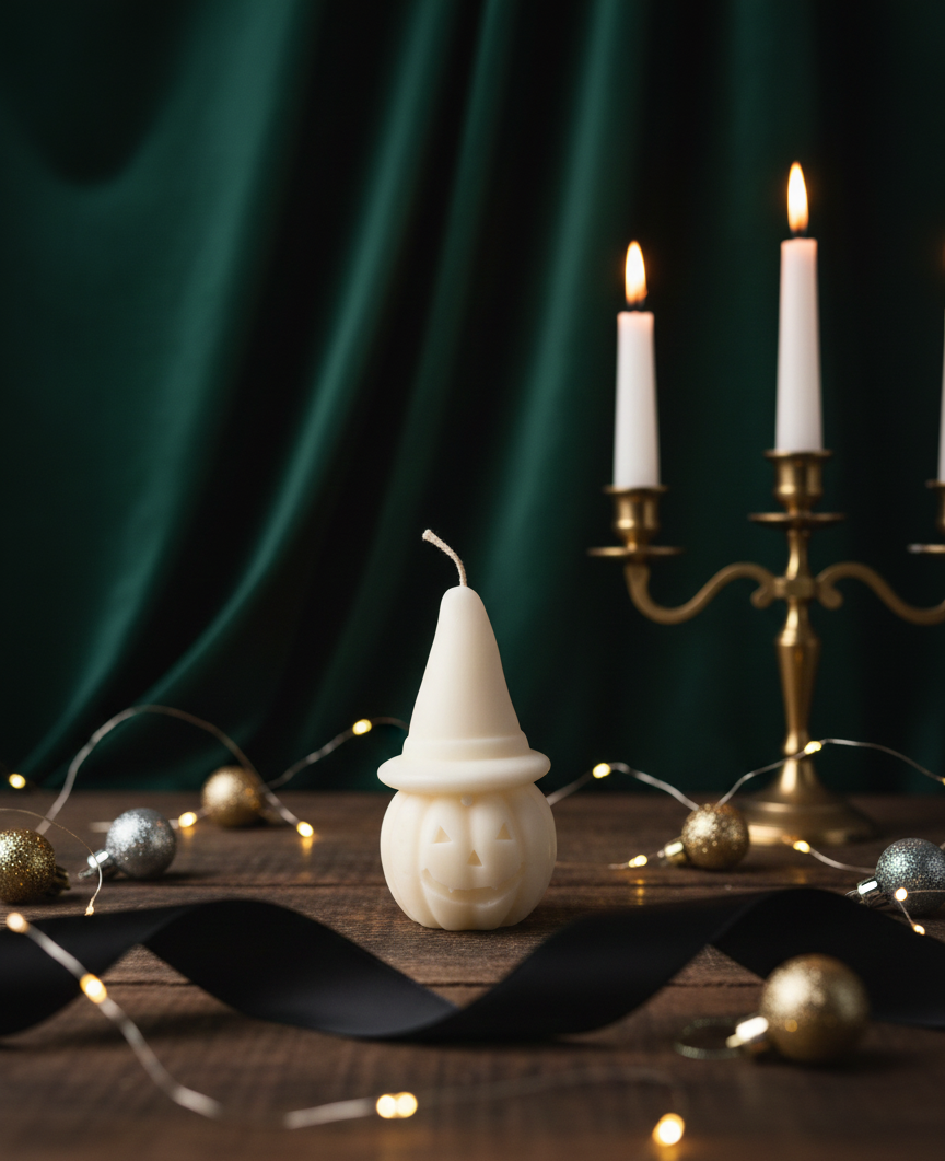 Jack-O'-Lantern Skull Candle